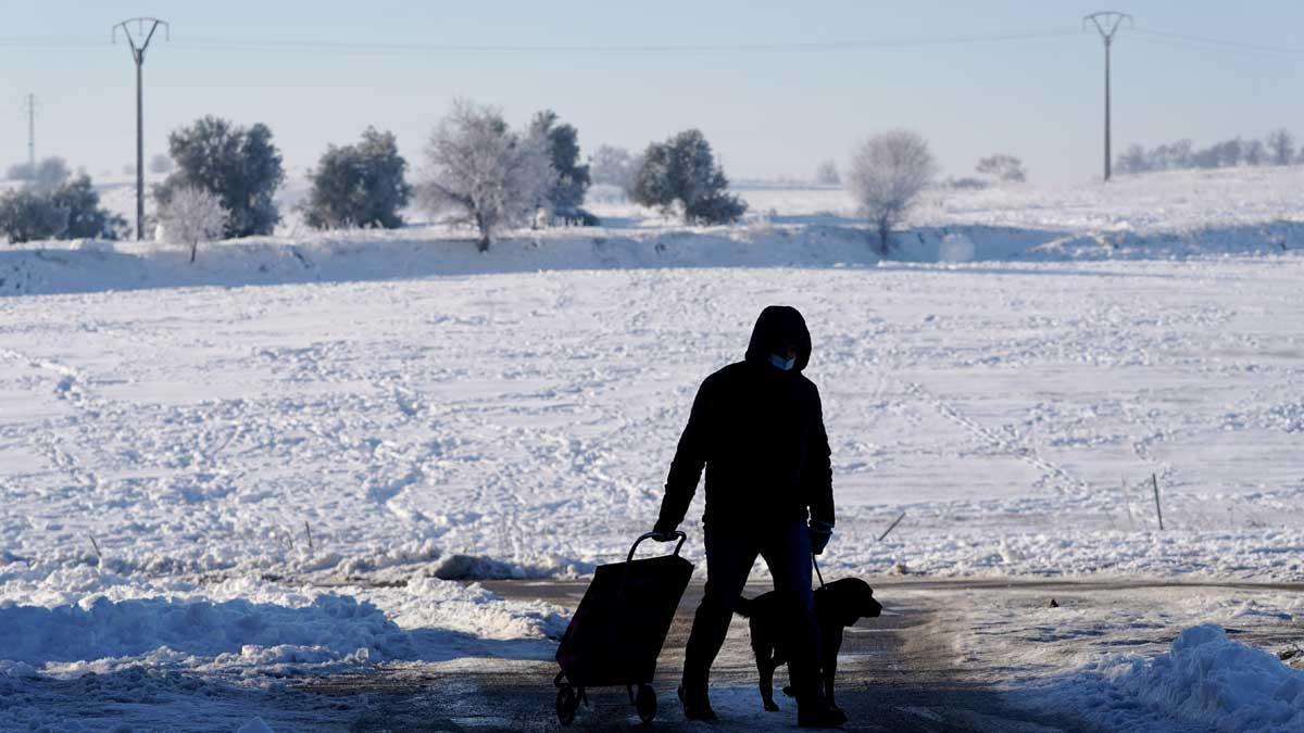 Mañana de bajas temperaturas en Madrid, el 12 de enero, a causa del temporal Filomena.