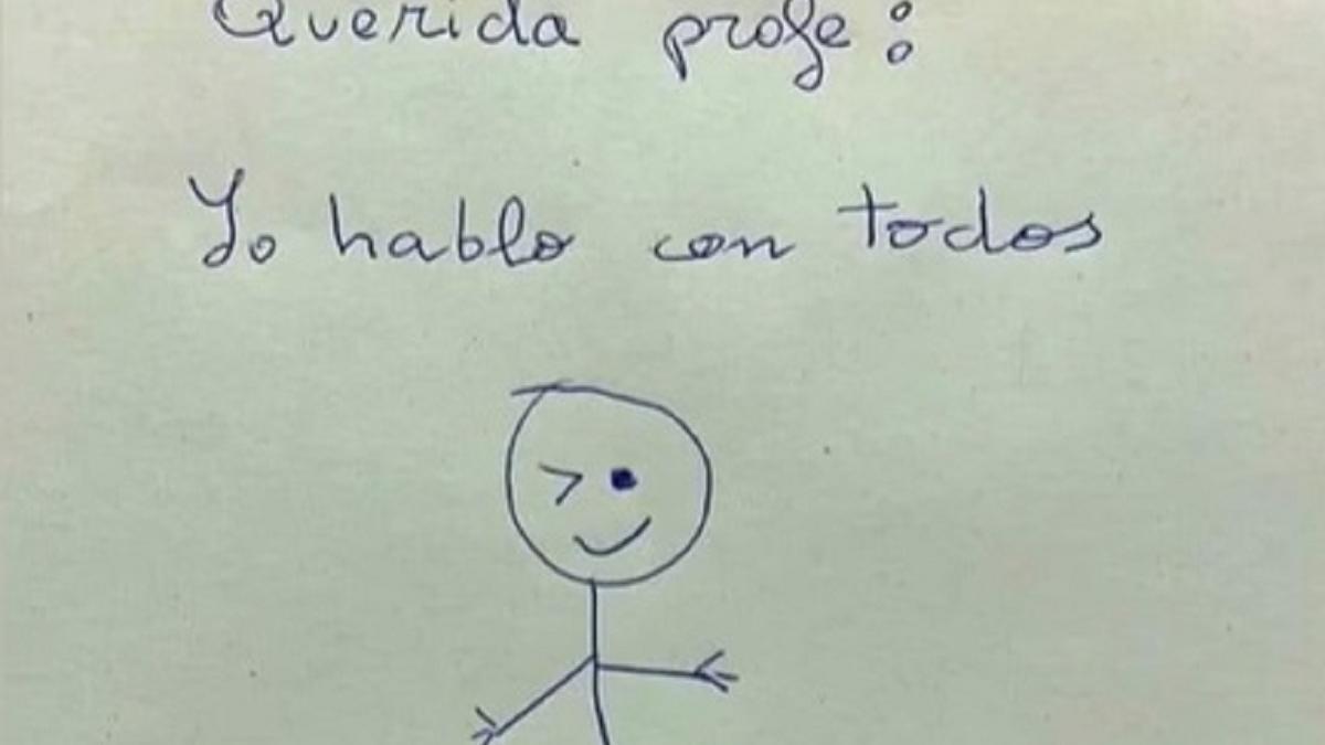 La nota de un niño a su profesora.