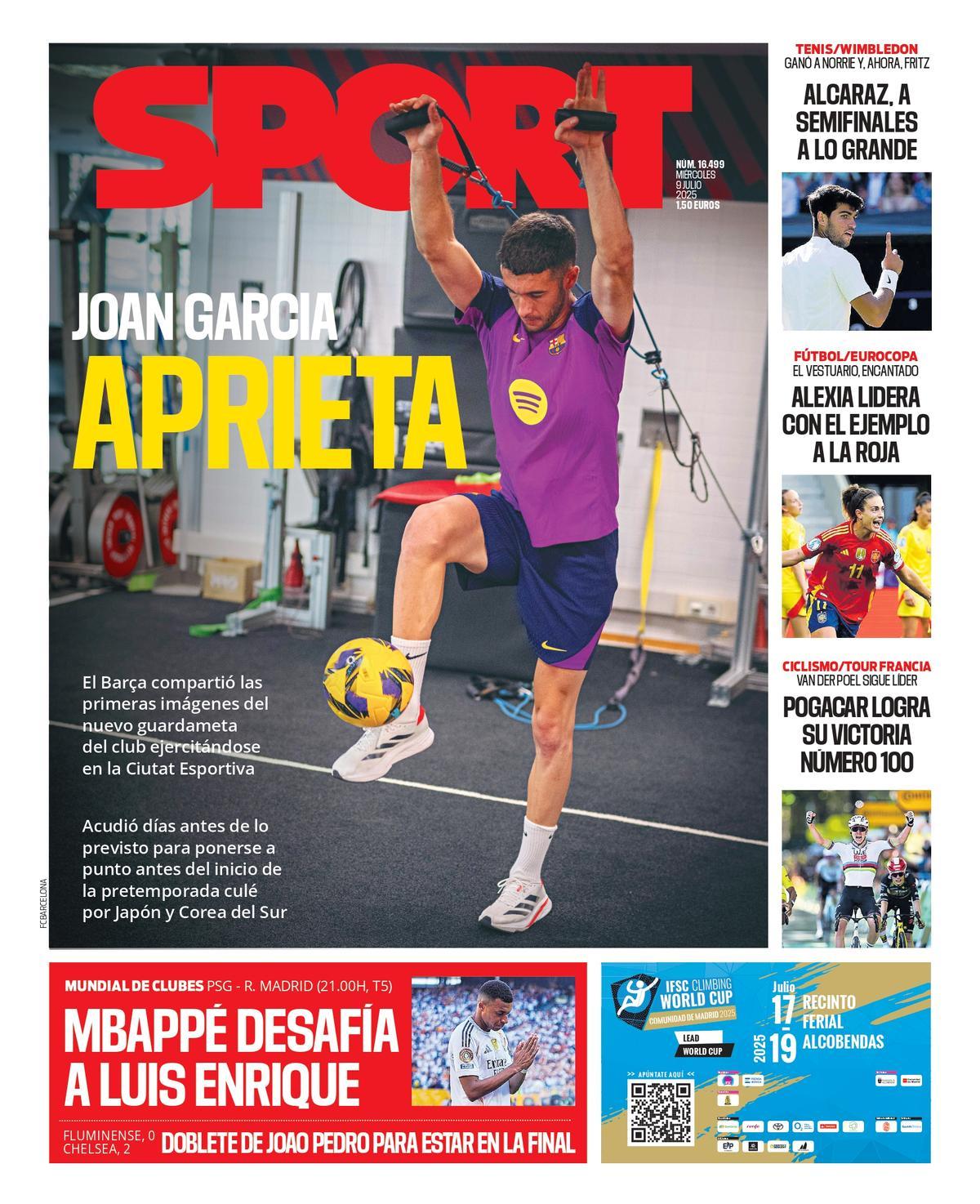 Esta es la portada de SPORT de hoy miércoles, 9 de julio de 2025