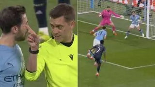 Doble castigo para el Manchester City contra el Real Madrid: penalti para Vinicius y expulsión a Bernardo Silva