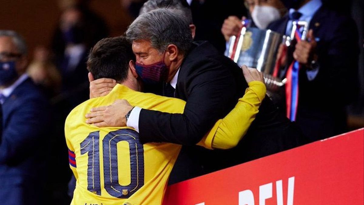 Messi y Laporta, tras ganar la Copa del Rey