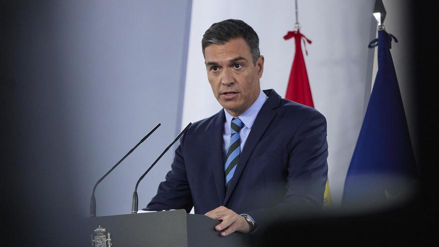 El president del Govern, Pedro Sánchez, durant una compareixença