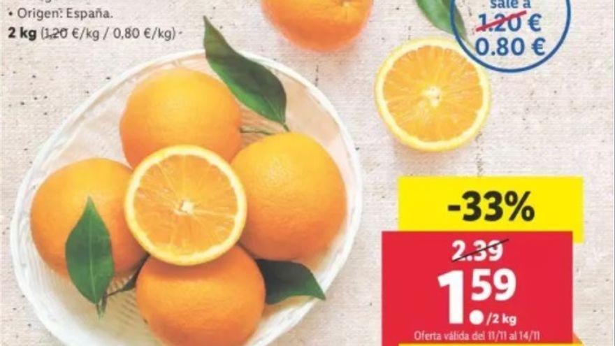 Denuncian a un supermercado por usar la naranja española como producto reclamo