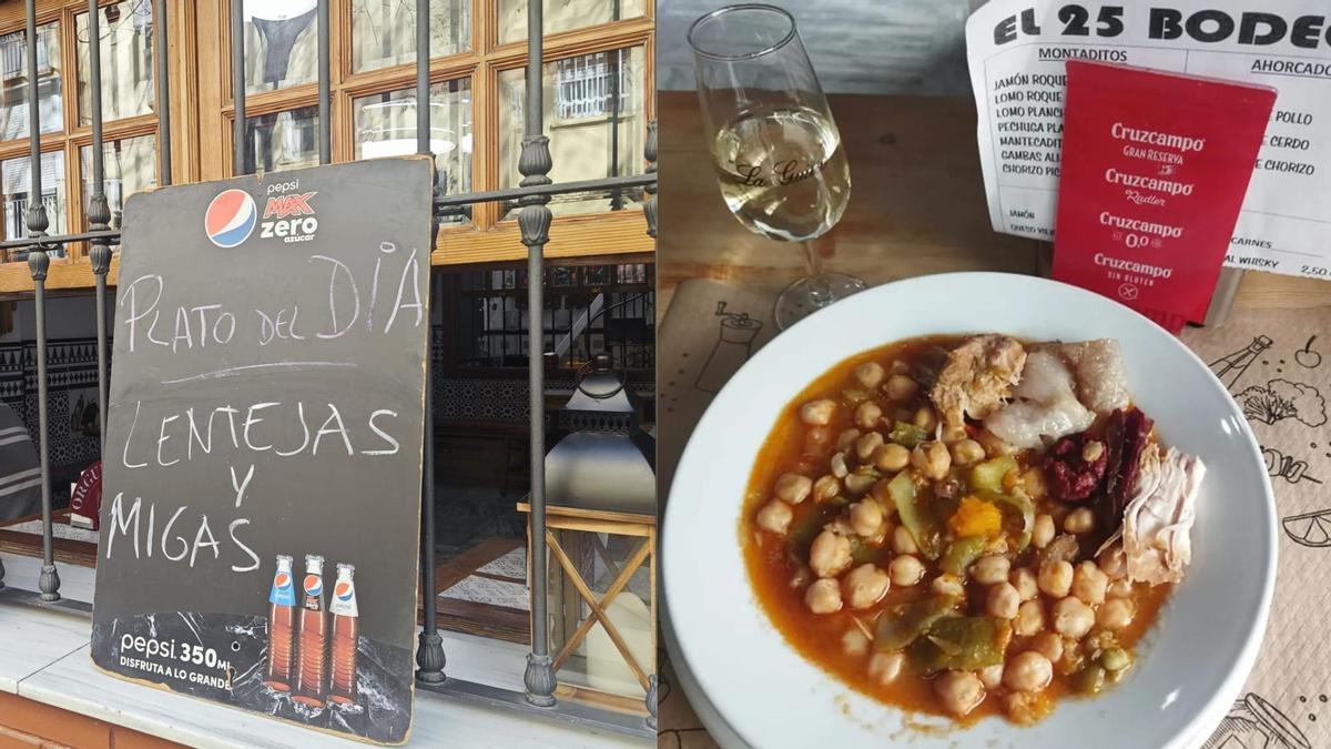 'El 25 Bodega', un bar de tapas familiar en Los Remedios con las platos de guisos caseros entre semana a menos de cinco euros