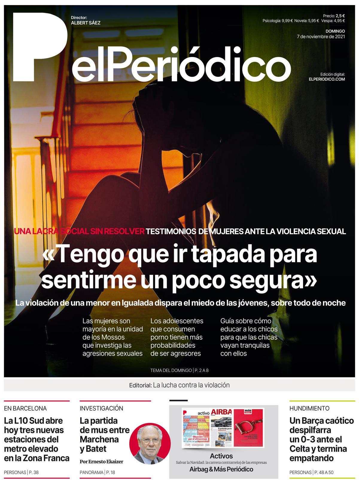 La portada d’EL PERIÓDICO del 7 de novembre del 2021