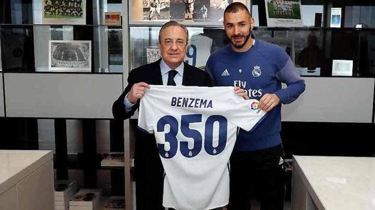 Florentino Pérez, junto a Benzema