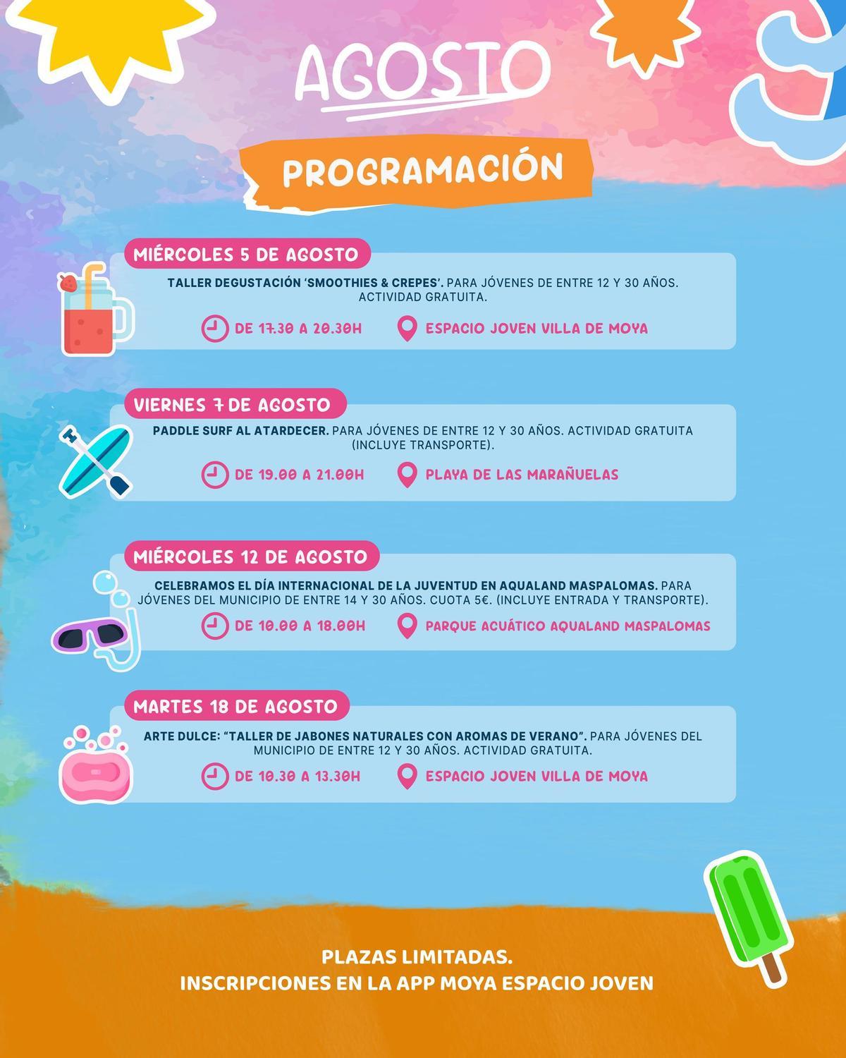 Programación de agosto de moya.