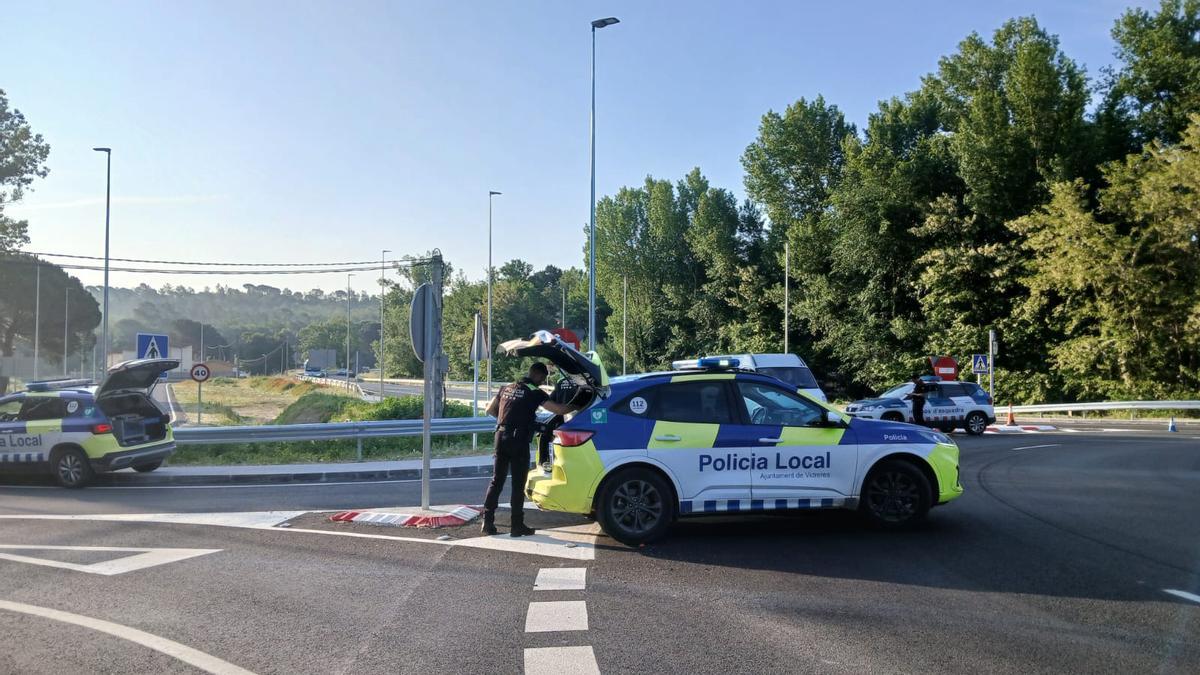 Un dels controls de la Policia Local de Vidreres