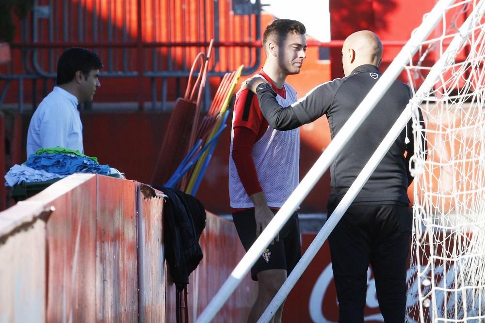 Entrenamiento del Sporting de Gijón con visita de Ángel María Villar