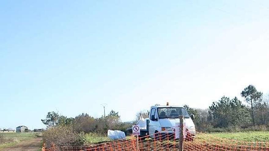 Trabajos de los sondeos de Astur Gold cerca de El Cortaficio.