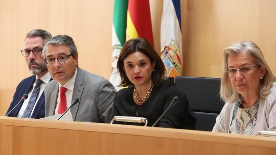 Juan Carlos Maldonado, Francisco Salado, Margarita del Cid y Kika Caracuel, durante el Pleno.