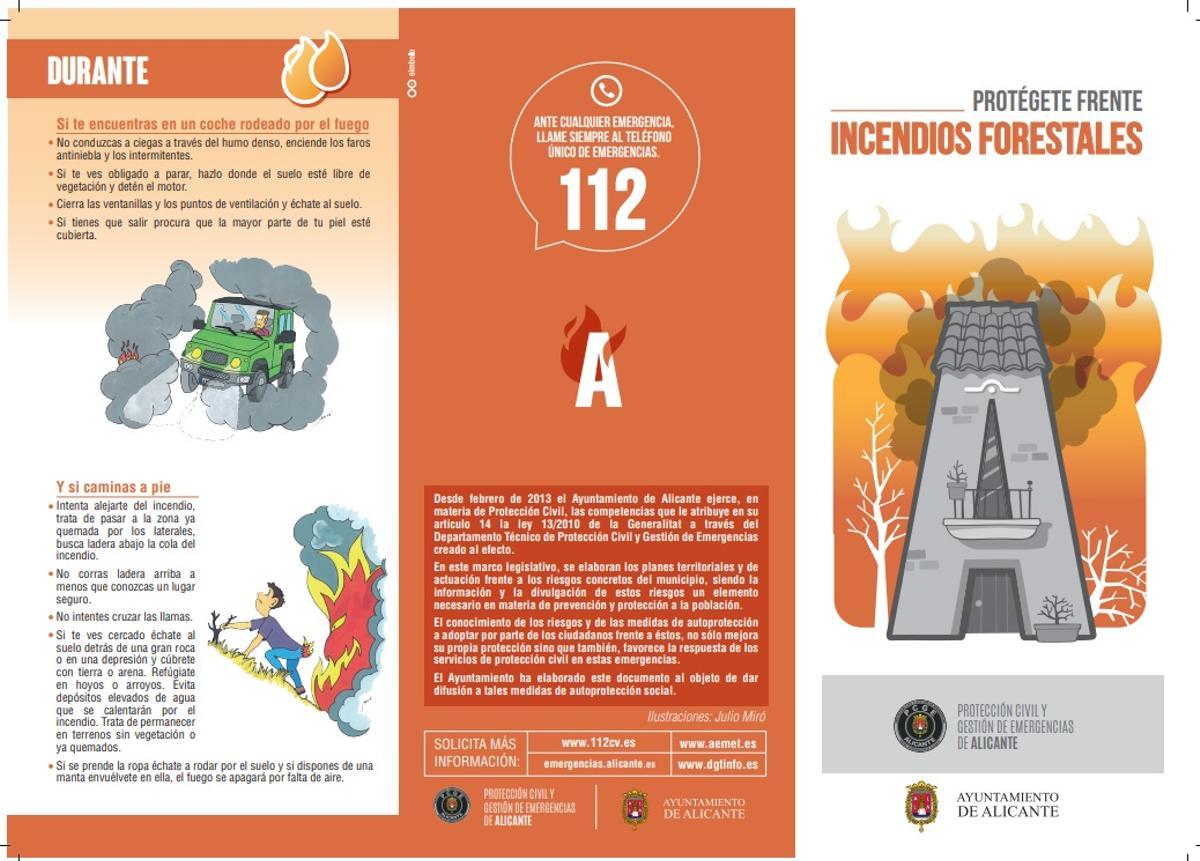 Folleto sobre cómo actuar ante un incendio forestal