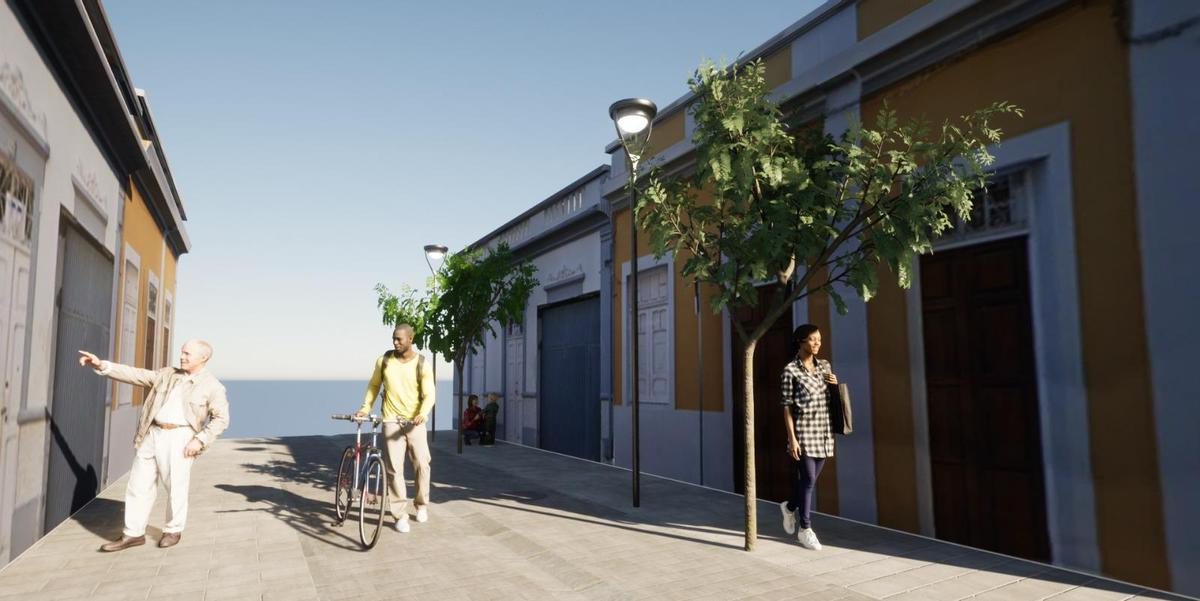 Infografía de la peatonalización de la calle Santiago.