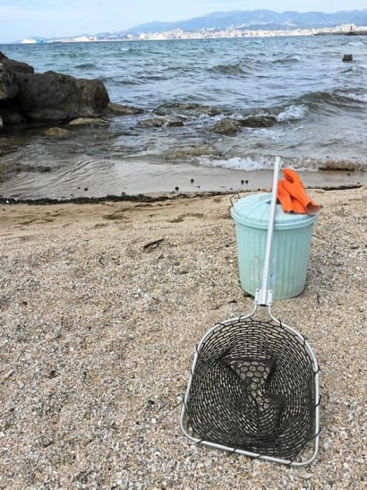 Mitarbeiter der Stadt suchen den Strand vor El Mol