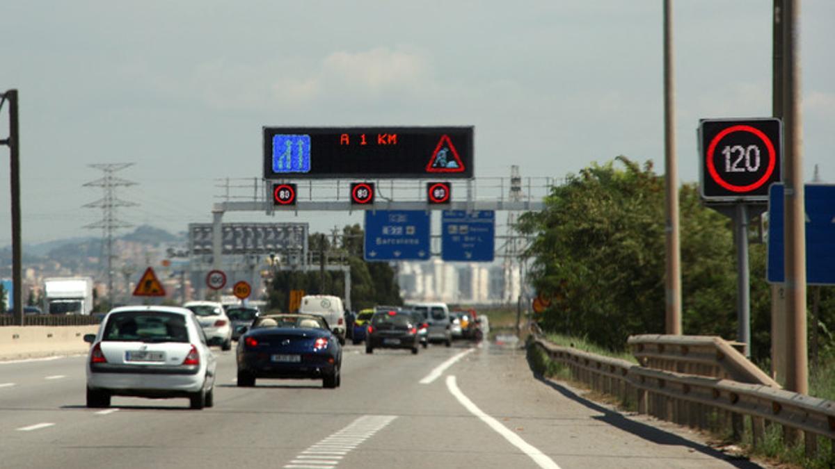 Velocidad variable y obras en la autopista C-32, el pasado 8 de agosto.