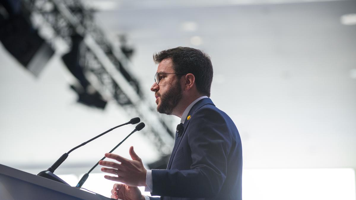 Pla curt del president del Govern, Pere Aragonès, en un discurs a la Reunió Anual del Cercle d&#039;Economia, el 16 de juny del 2021 (Horitzontal).