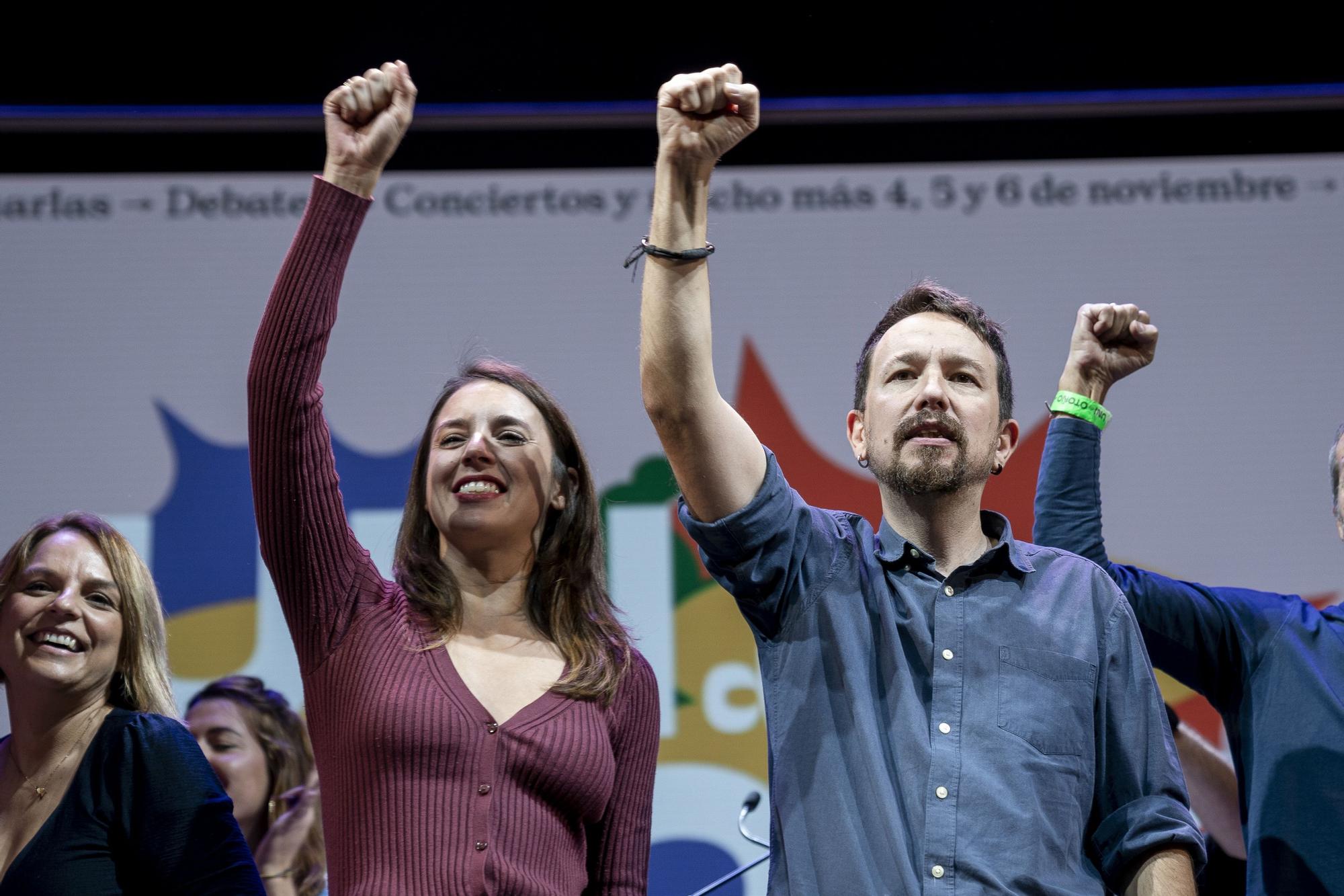 Irene Montero y Pablo Iglesias, en la clausura de la Universidad de Otoño de Podemos