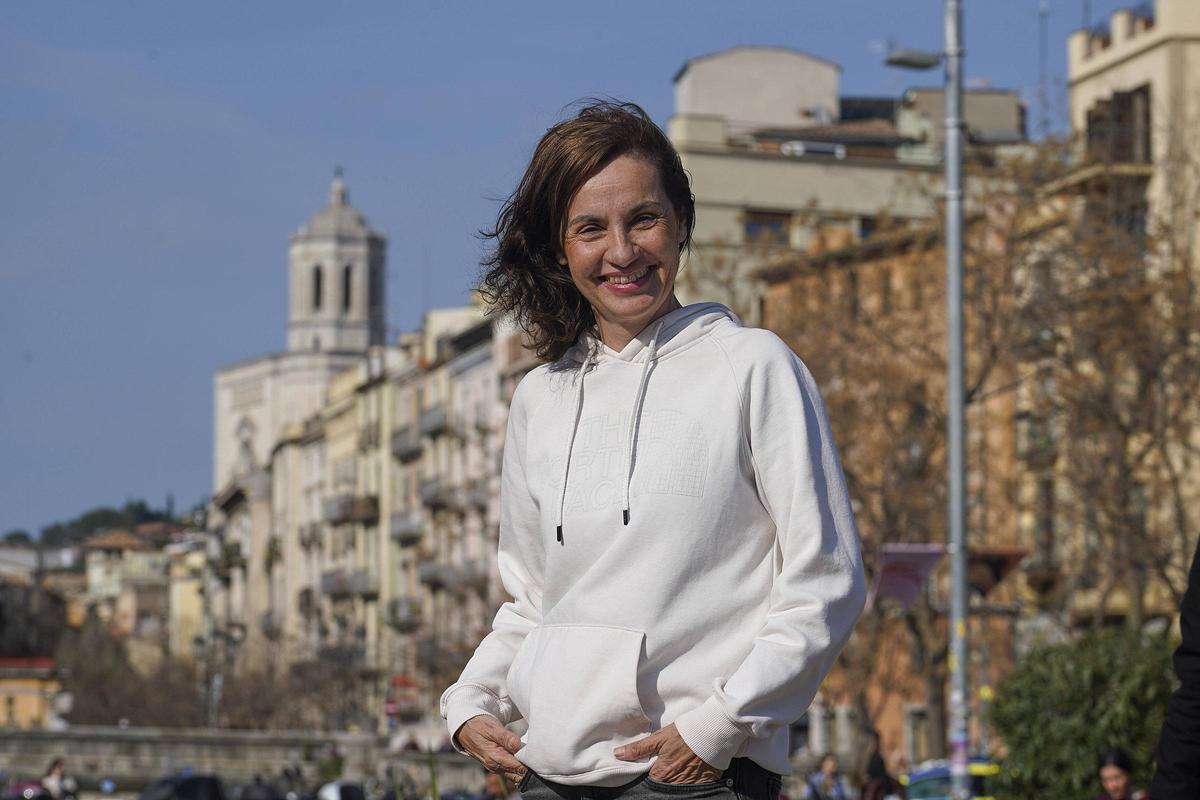 Anna Caula, ahir, a la plaça Catalunya de Girona