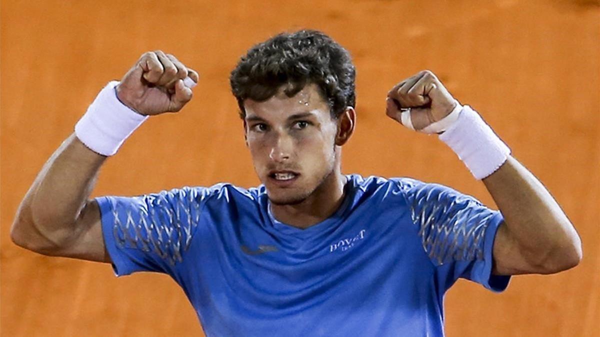 Pablo Carreño celebra un triunfo logrado en Estoril (Portugal).