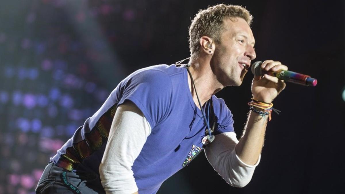 El cantante de Coldplay, Chris Martin, durante un concierto en Buenos Aires.