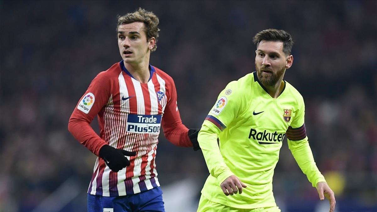 Griezmann y Messi en el Atlético-Barça del Metropolitano el pasado 24 de noviembre del 2018.