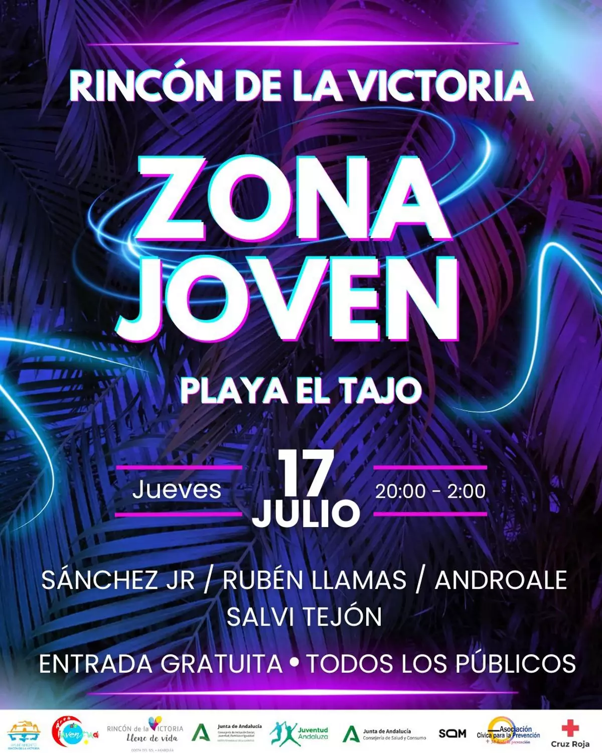 Rincón de la Victoria acogerá la 'Zona Joven' en la playa de El Tajo durante la noche de feria del 17 de julio