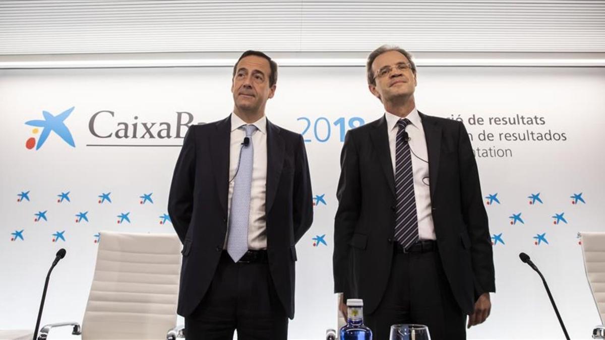 El presidente de CaixaBank, Jordi Gual, y el consejero delegado, Gonzalo Gortázar, presentan los resultados de Caixabank correspondientes al ejercicio 2018.