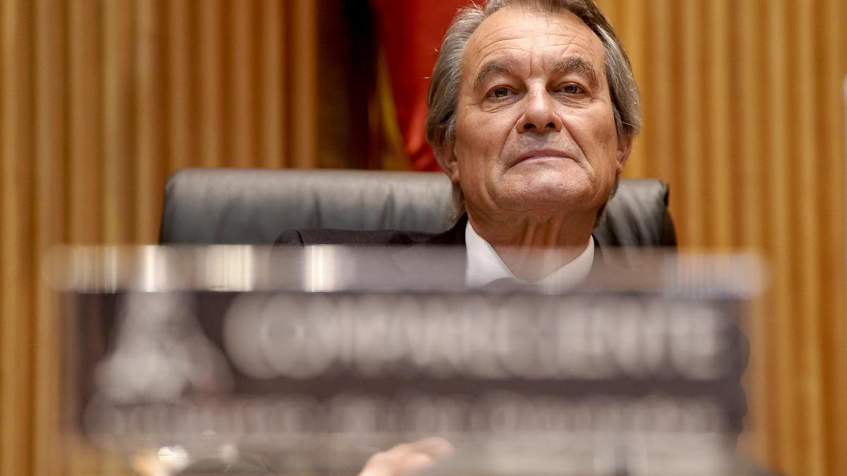 Artur Mas durante su comparecencia en la comisión de la "Operación Catalunya" en el Congreso de los Diputados.