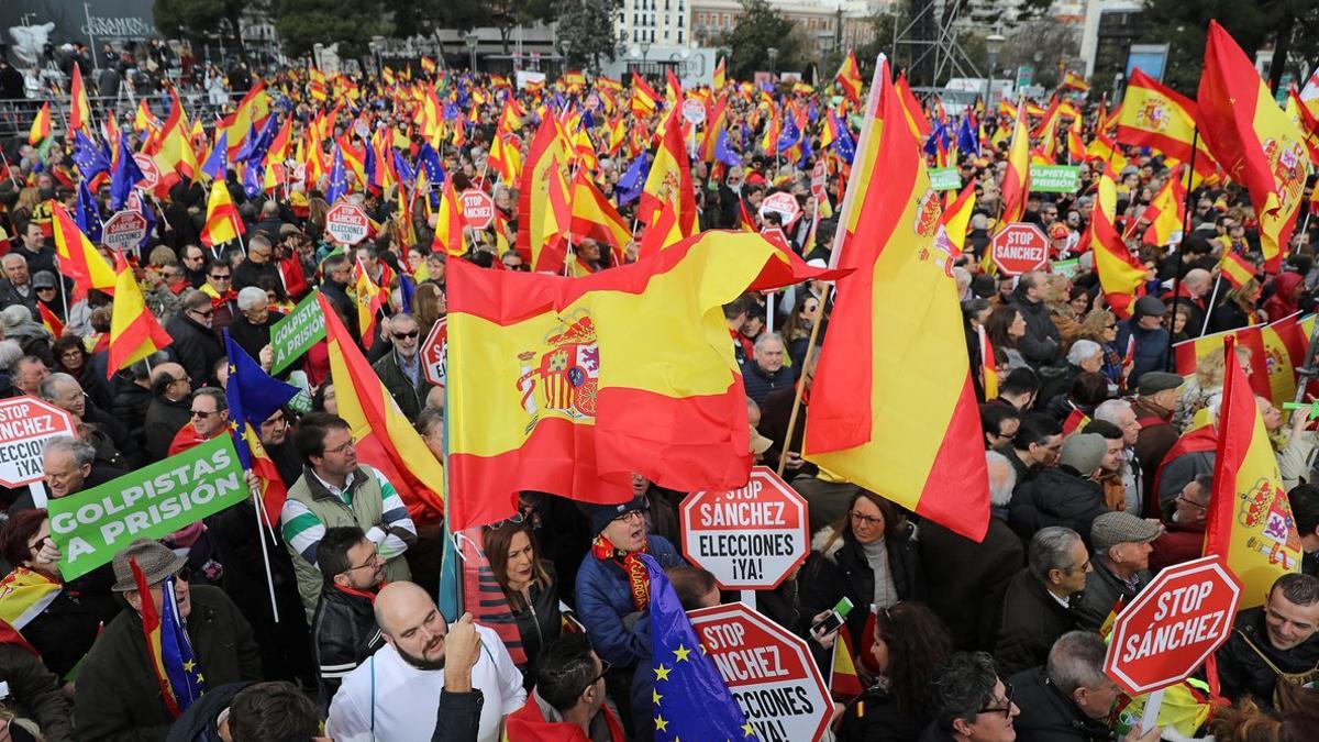 Manifestación de las derechas en la plaza de Colón de Madrid