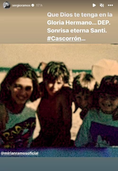 Imagen compartida por Sergio Ramos por el fallecimiento de su amigo de la infancia, Santiago Durán