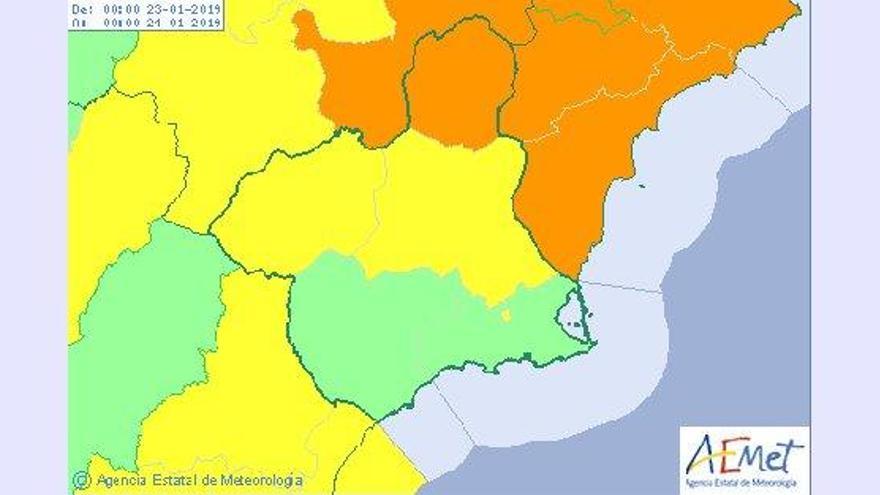 La Aemet amplía al jueves el aviso por fuertes vientos en la Región