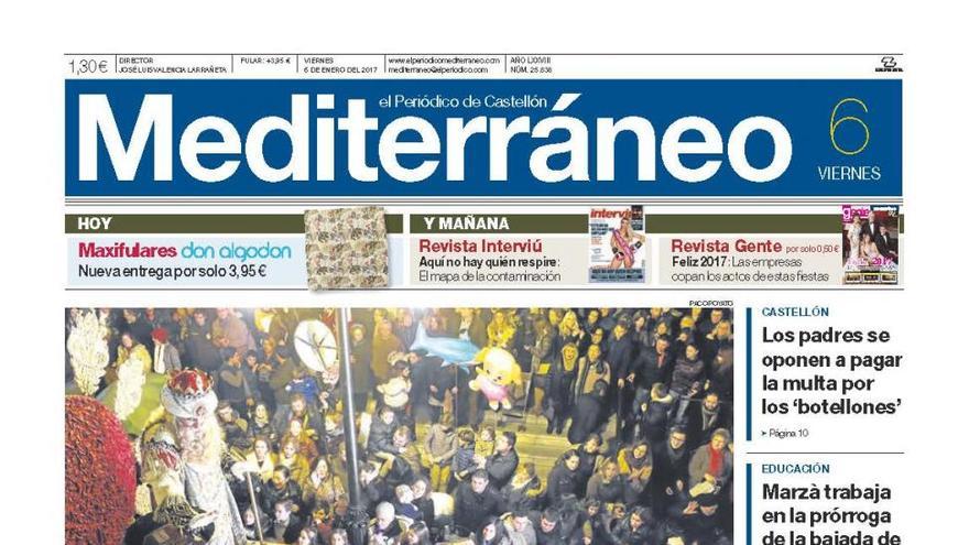 Llegan los Reyes Magos, en la portada de El Periódico Mediterráneo