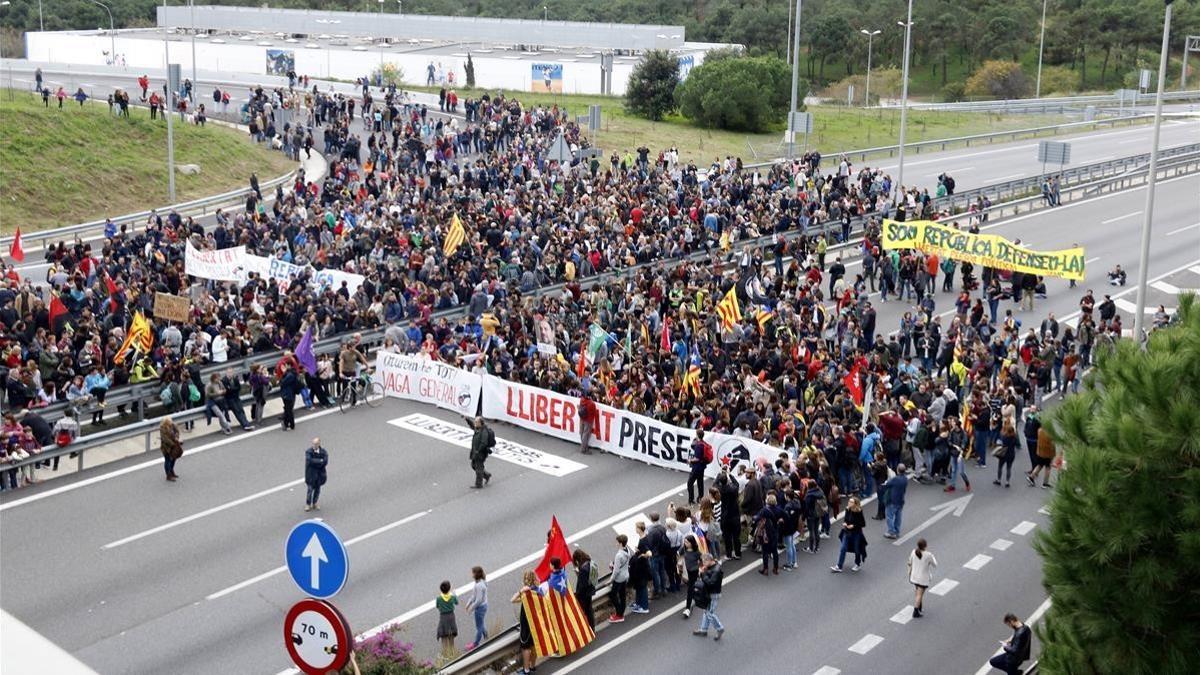 La C-32 cortada a la altura de Mataró.