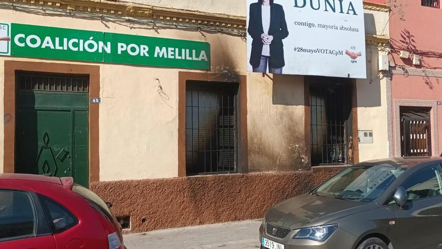 Queman la sede de Coalición por Melilla tras pedir que se paralicen las elecciones en Melilla