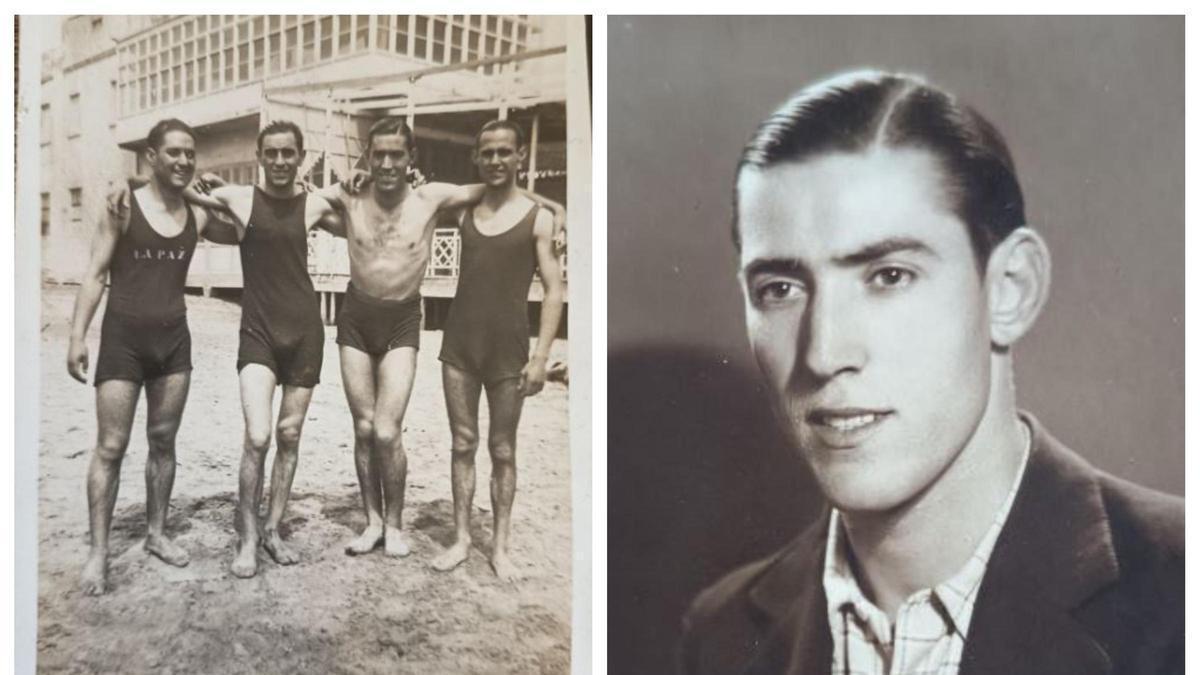Lucio Alcoceba, el segundo por la derecha, en la imagen de grupo, ante las Arenas.