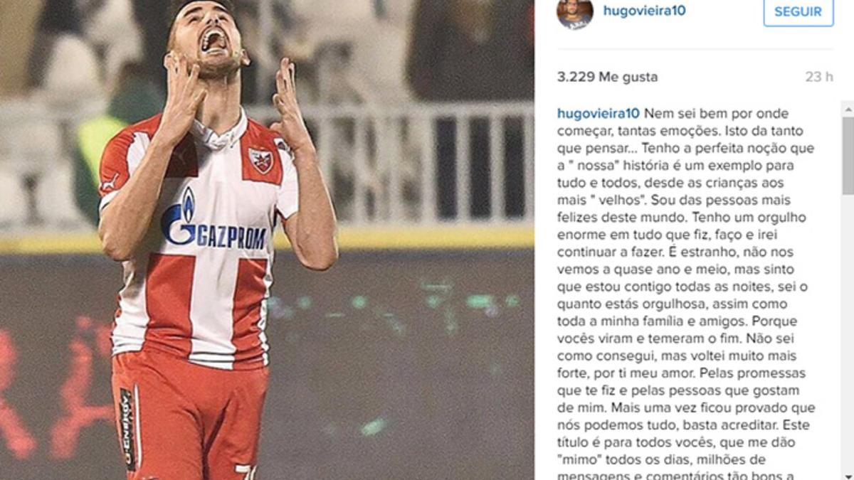 El mensaje que colgó Hugo Vieira en las redes sociales.