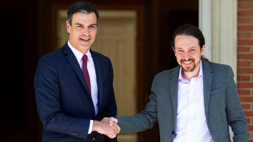 Pedro Sánchez y Pablo Iglesias, en Moncloa.