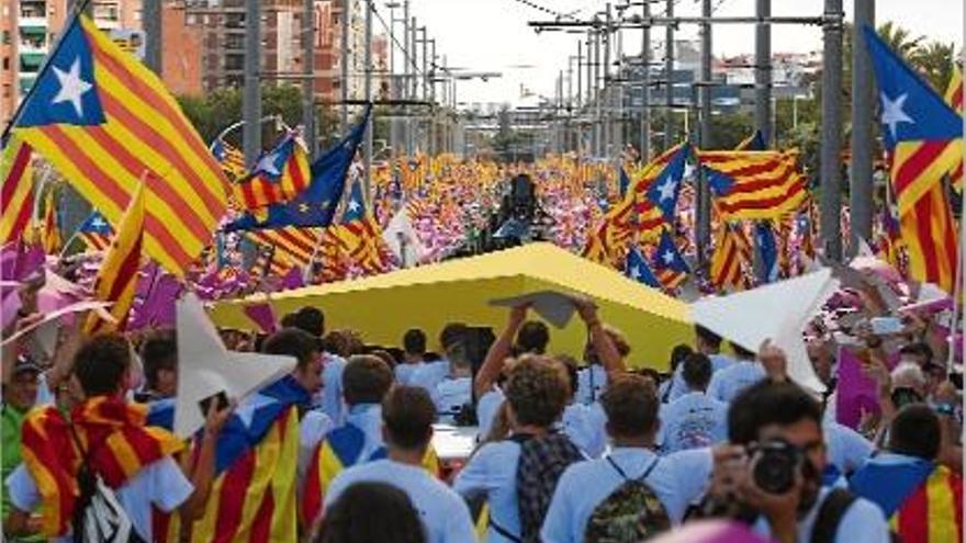 Imatge del &quot;punter&quot; a la Via Lliure en la mobilització de l&#039;any passat a l&#039;avinguda Meridiana de Barcelona.