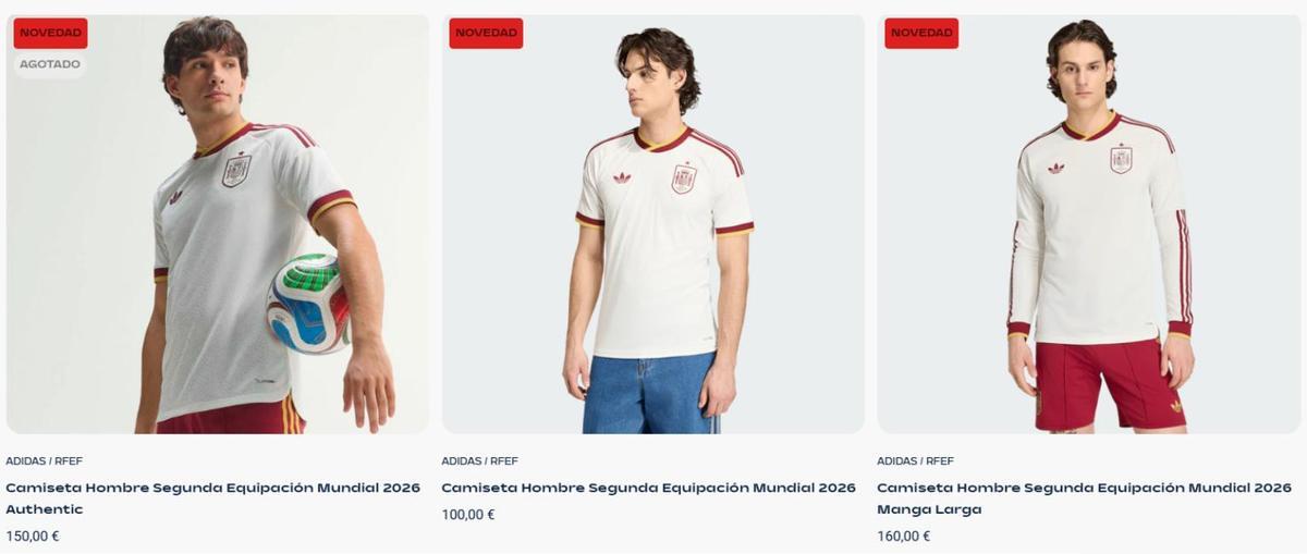 Imagen del precio de las nuevas camisetas en la Web de la RFEF
