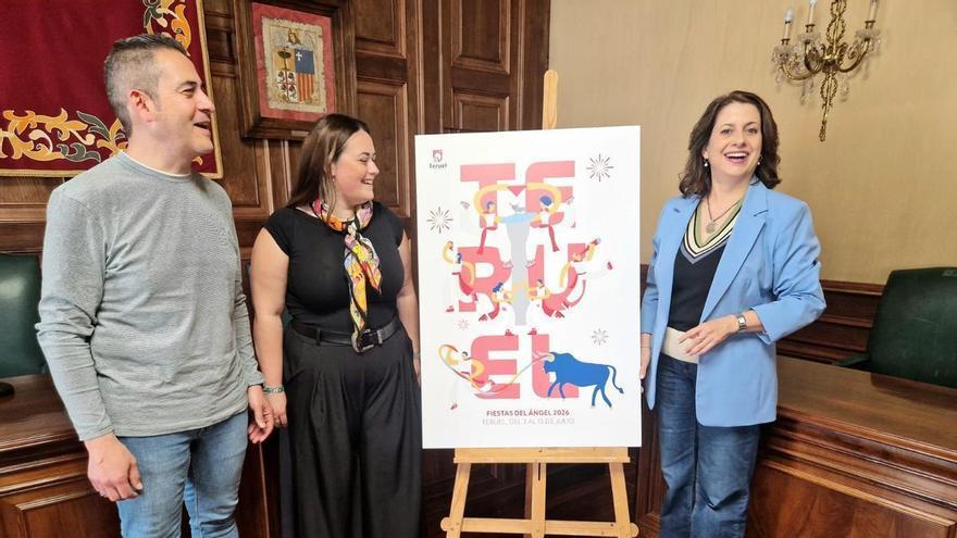 Una joven de Figueruelas diseña el cartel de las próximas Fiestas del Ángel de Teruel: "He querido transmitir todo lo que se vive durante la Vaquilla"
