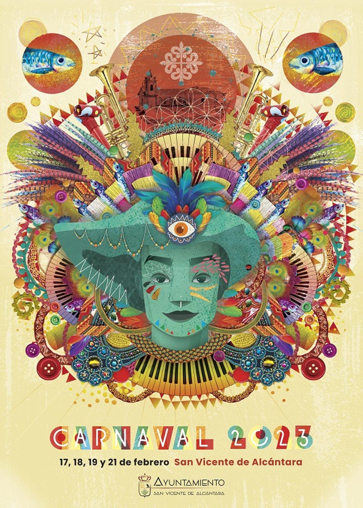 Cartel del Carnaval 2023 en San Vicente de Alcántara.