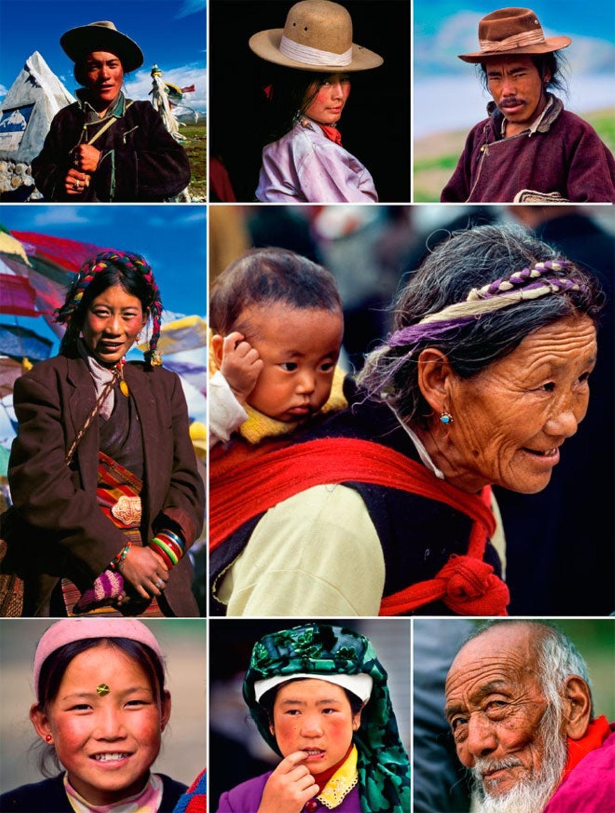 Retratos de tibetanos.