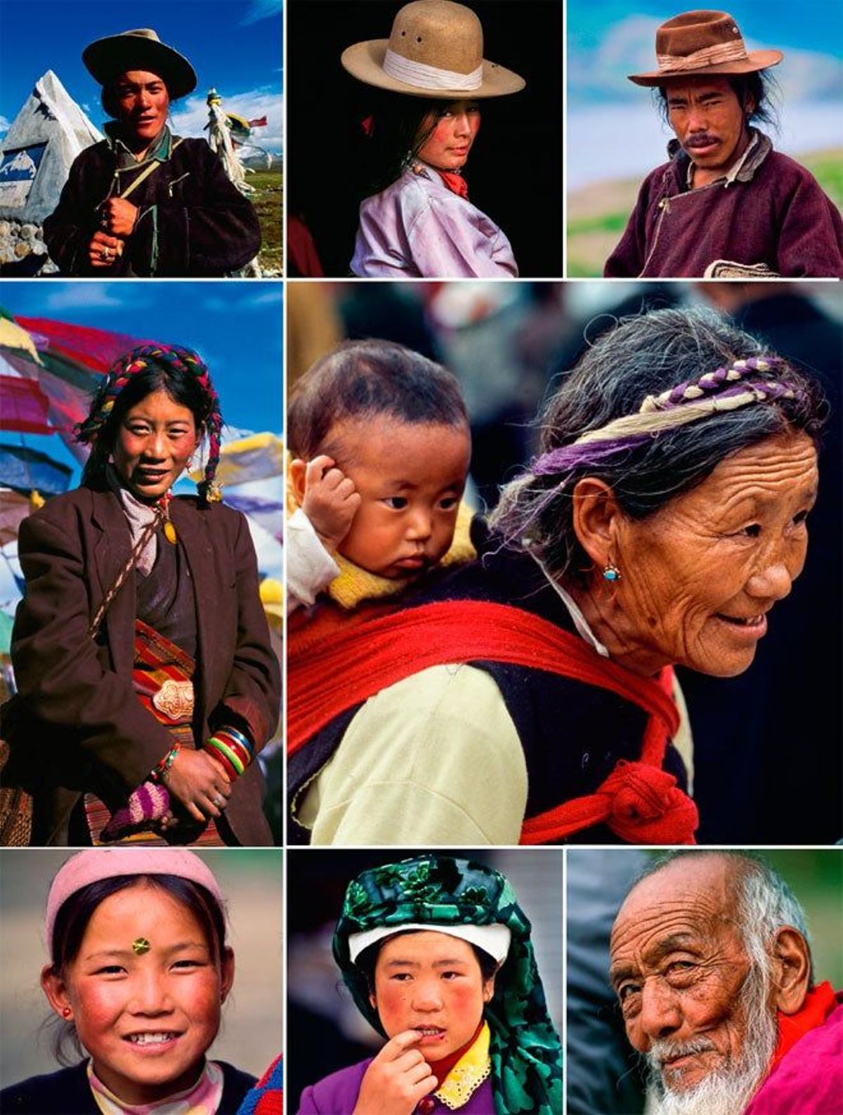 Retratos de tibetanos.