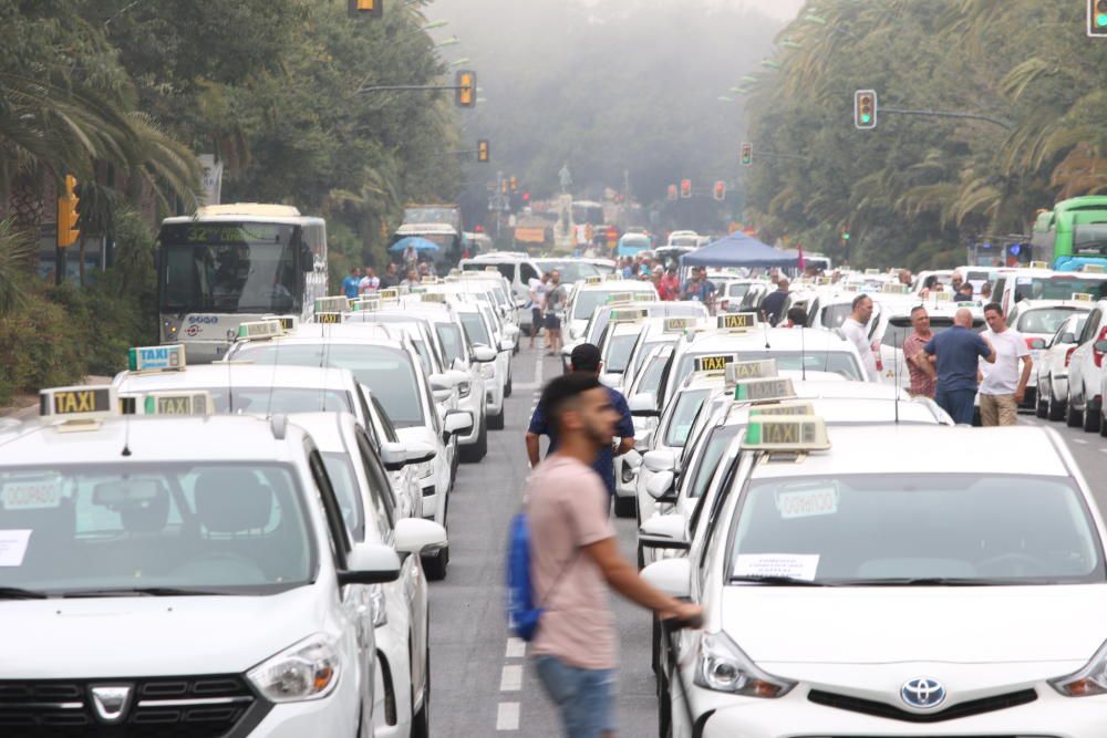 Los taxistas, acampados en el Paseo del Parque en una acción similar a las del Paseo de la Castellana de Madrid o la Gran Vía de Barcelona