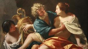 Lot, emborrachado por sus hijas para que las que fecunde, según la versión del pintor Simon Vouet.