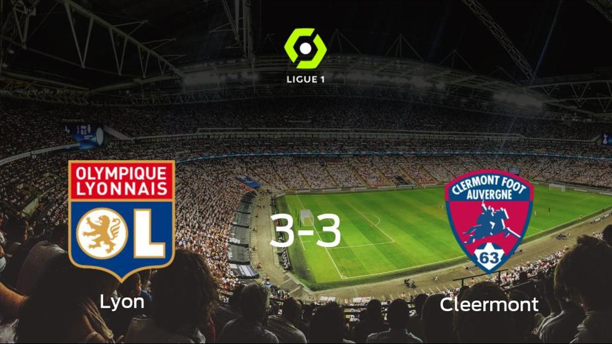 Reparto de puntos entre el Olympique Lyon y el Clermont Foot (3-3)