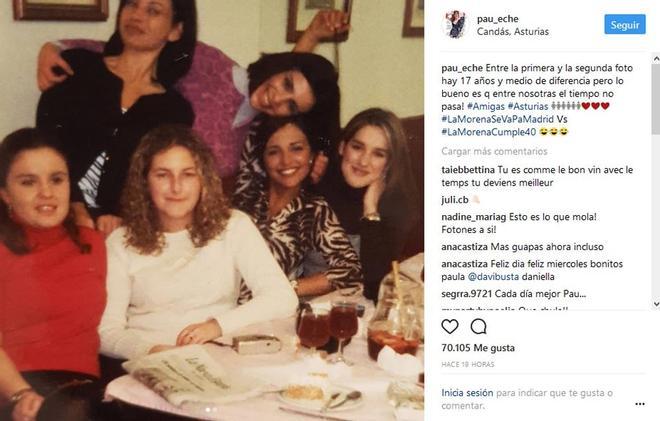 Paula Echevarría con sus amigas de Candás hace 17 años