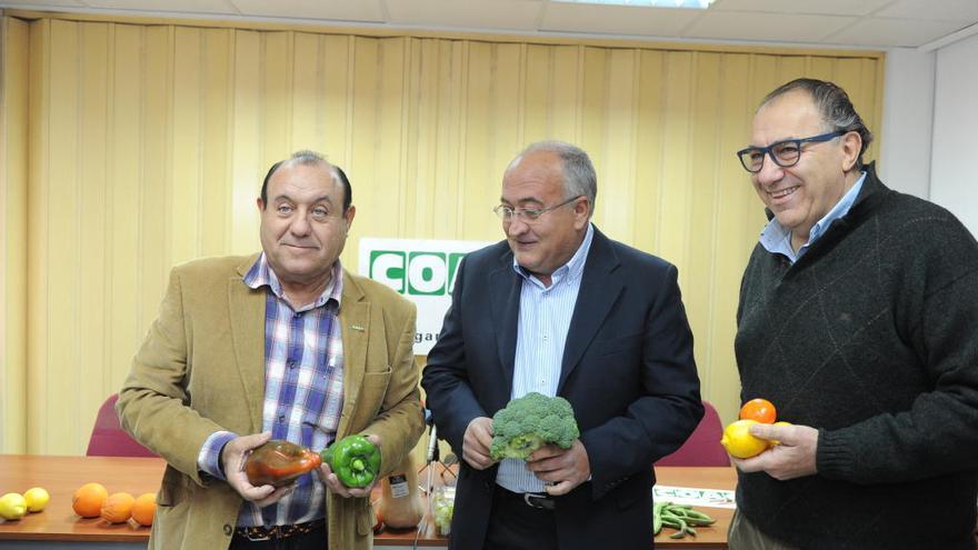 Francisco Gil, Miguel Padilla y                                                                         Emilio Martínez antes de dar a conocer el balance de la agricultura.