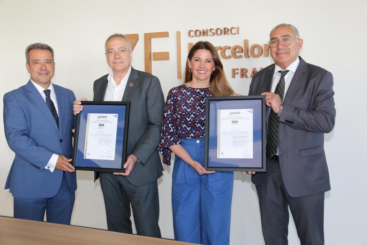 La Zona Franca de Barcelona rep el certificat d’AENOR per les seves polítiques de sostenibilitat i responsabilitat social La Zona Franca de Barcelona rep el certificat d’AENOR per les seves polítiques de sostenibilitat i responsabilitat social