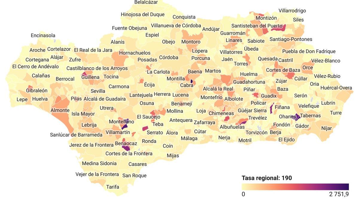 La tasa de incidencia en los municipios de Andalucía no se ha podido actualizar este martes.